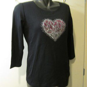 KAREN SCOTT MEDIUM LONG SLEEVE TOP W SEQUIN HEART